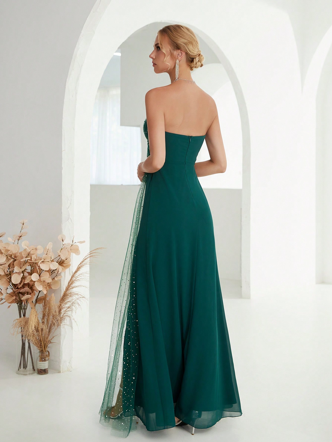 Leely Women's Elegant Strapless Sleeveless Party Dress