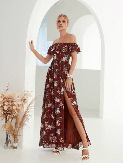 Leely Women's Elegant Sweetheart Cloak Sleeve Lace A-Line Dress