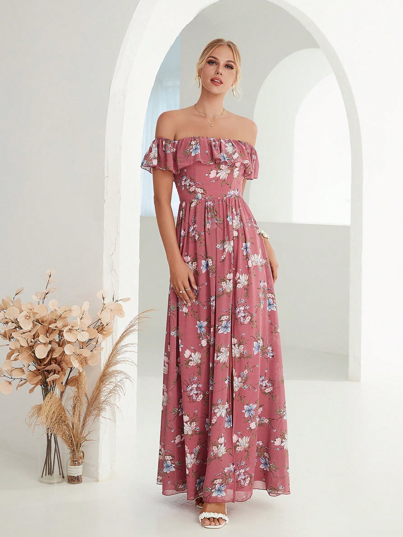 Leely Women's Elegant Sweetheart Cloak Sleeve Lace A-Line Dress