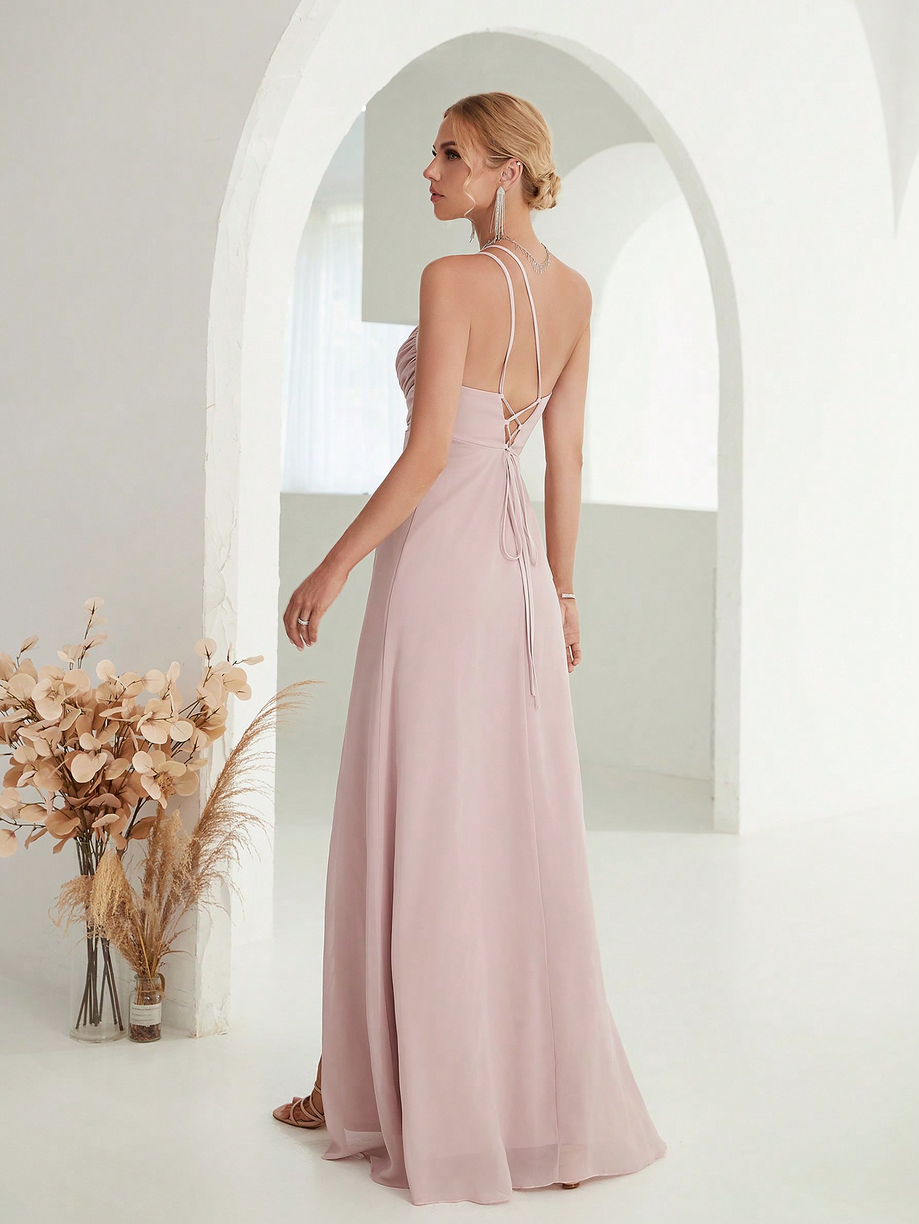 Leely Women's Elegant One Shoulder Sleeveless Party Dress