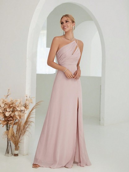 Leely Women's Elegant One Shoulder Sleeveless Party Dress