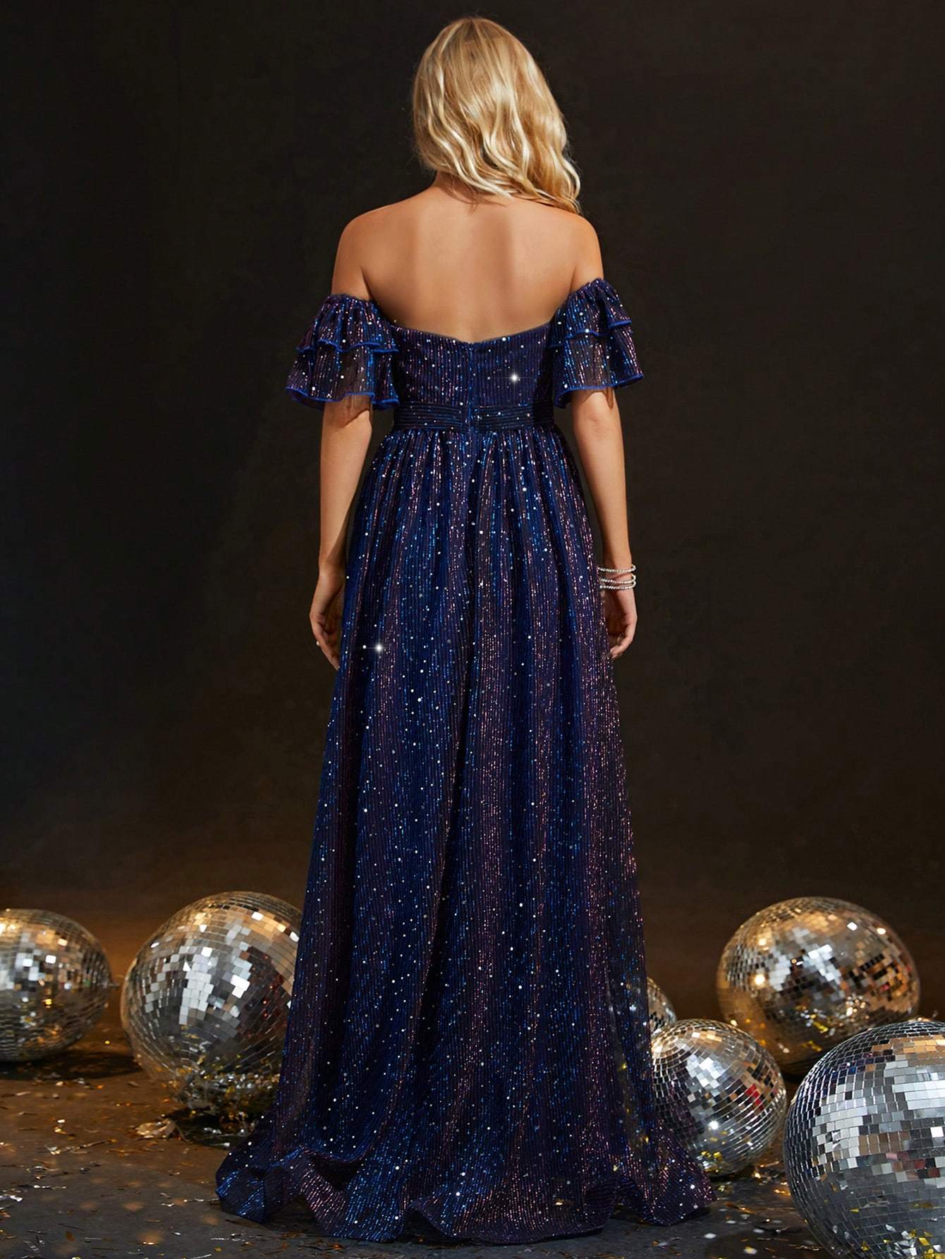 Leely Women's Elegant Off the Shoulder A line Dress