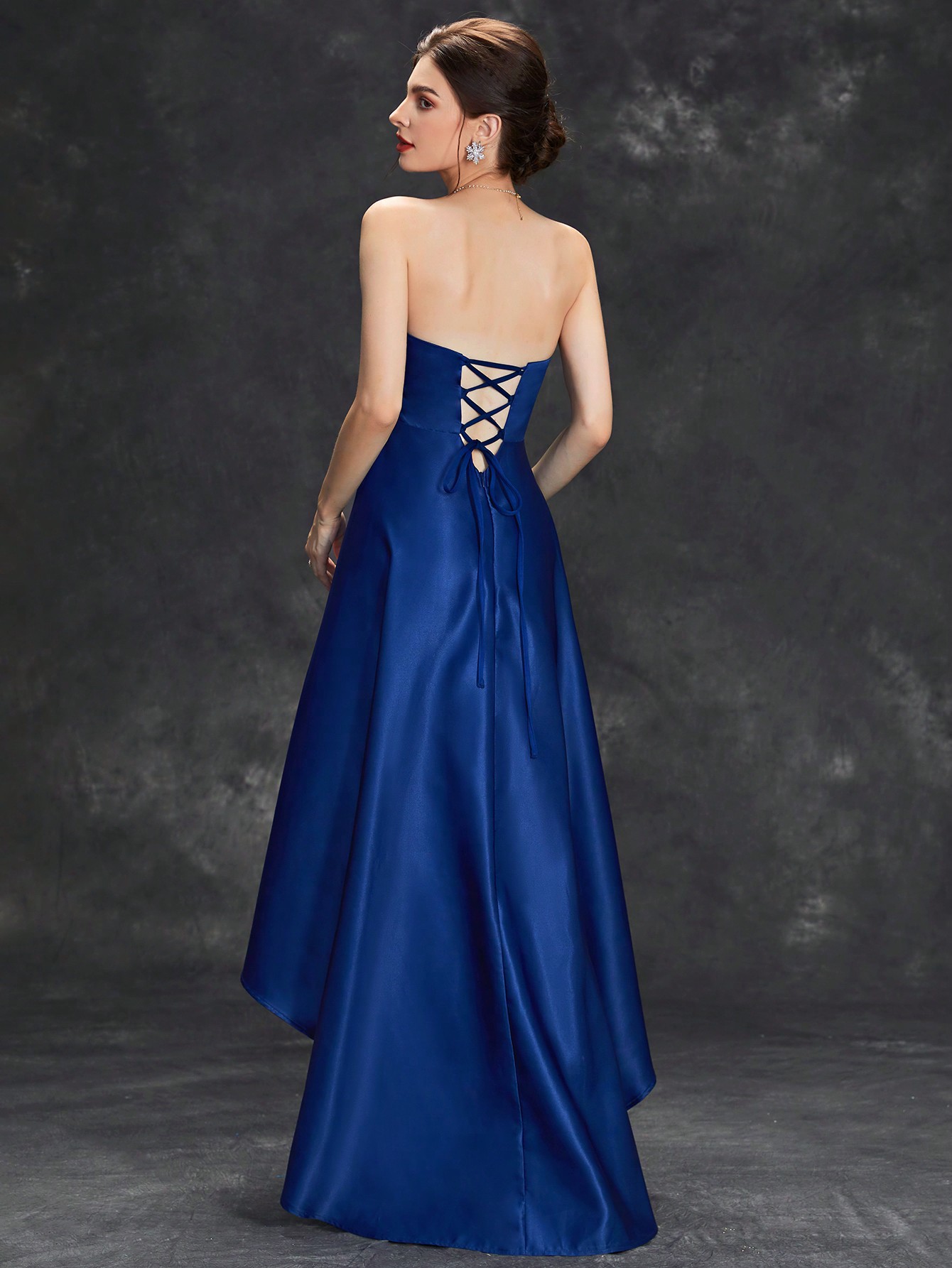 Leely Elegant Strapless Sleeveless A-line Asymmetrical Party Dress