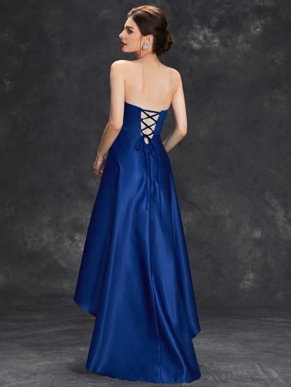 Leely Elegant Strapless Sleeveless A-line Asymmetrical Party Dress
