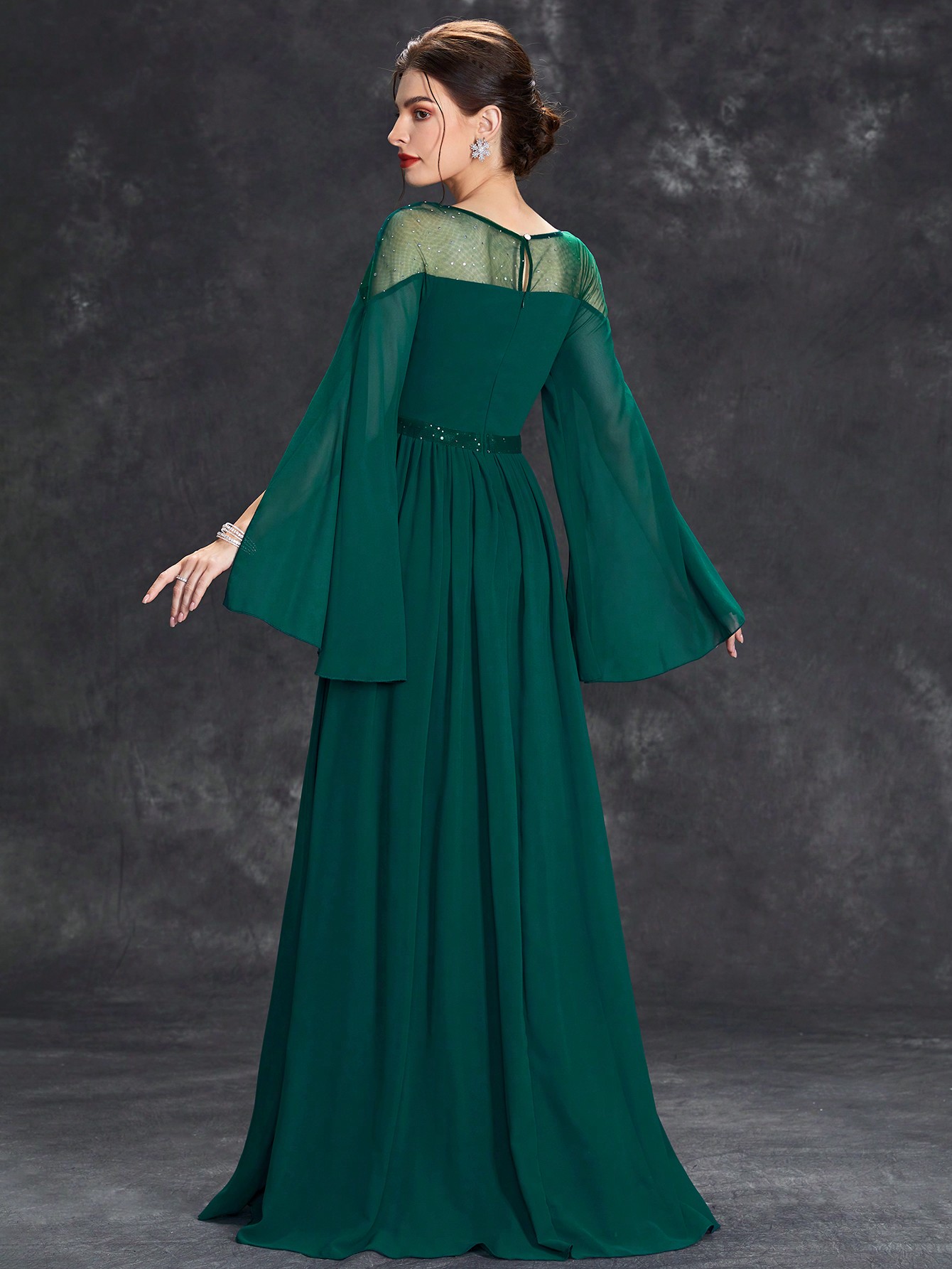 Leely Elegant Round Neck Split Sleeve A-line Party Dress