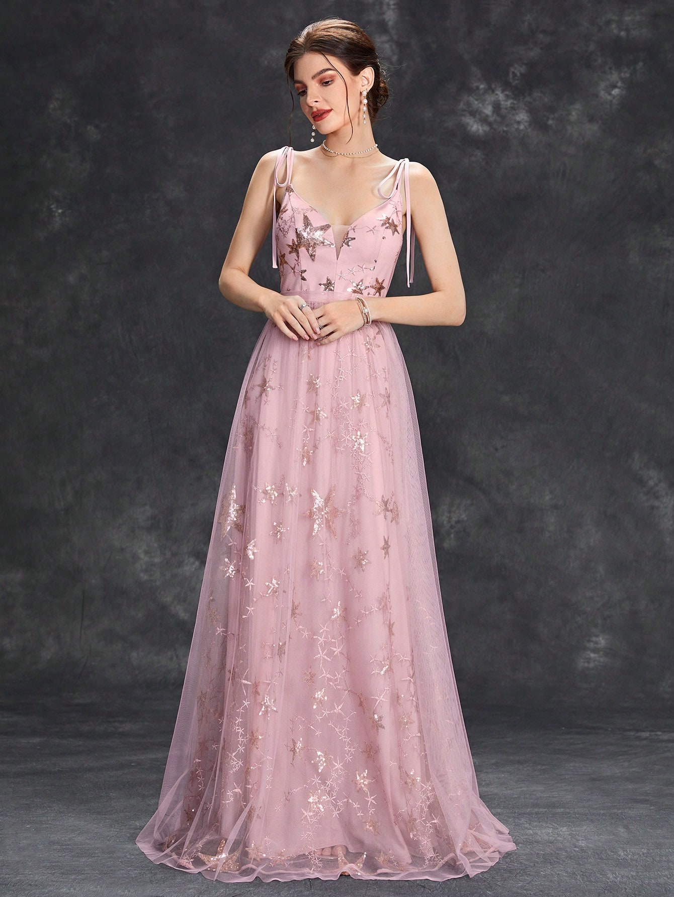 Leely Elegant Spaghetti Straps Sleeveless A-line Party Dress