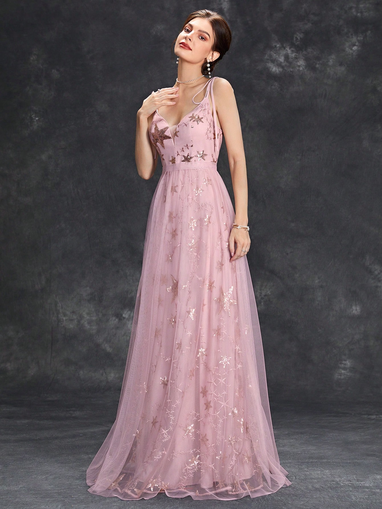 Leely Elegant Spaghetti Straps Sleeveless A-line Party Dress