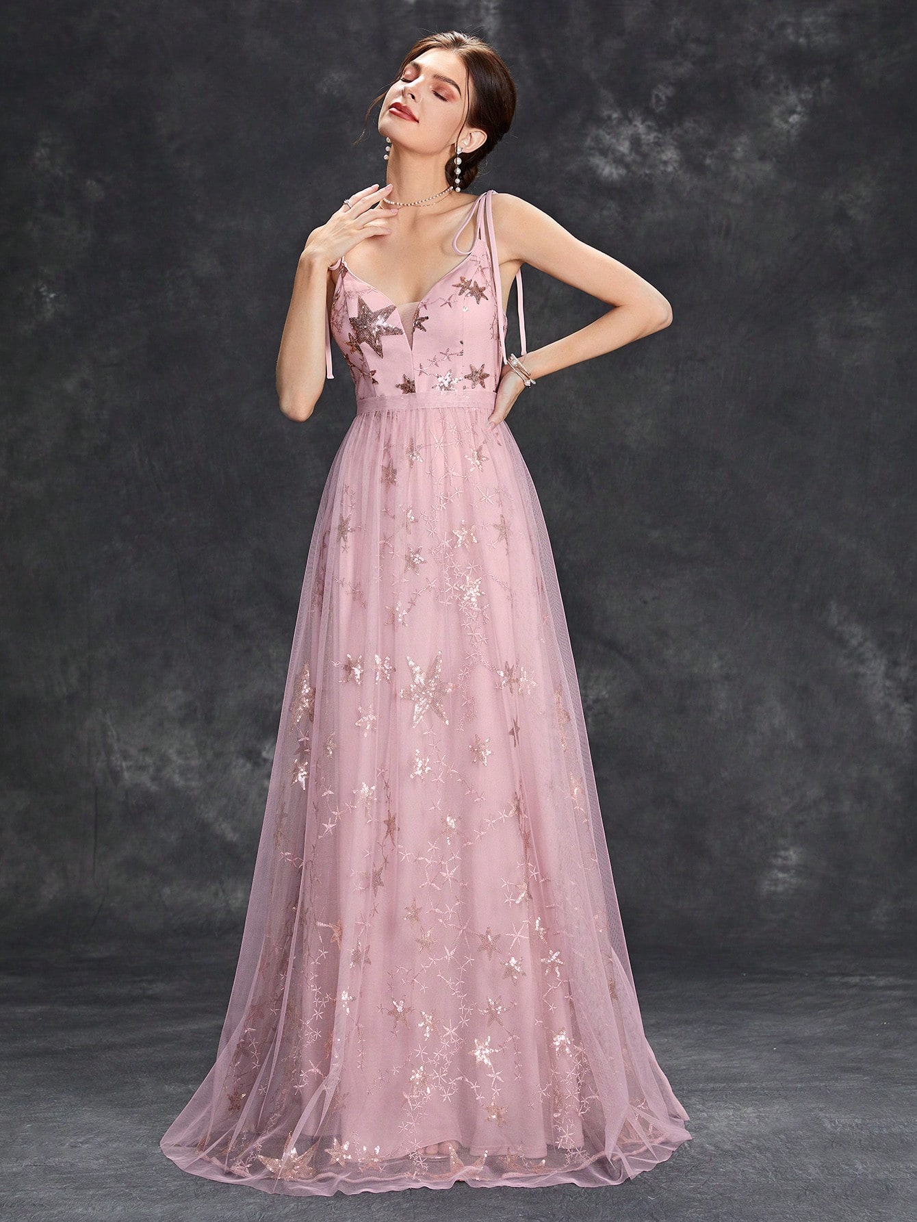 Leely Elegant Spaghetti Straps Sleeveless A-line Party Dress