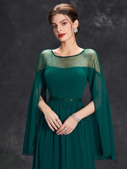 Leely Elegant Round Neck Split Sleeve A-line Party Dress