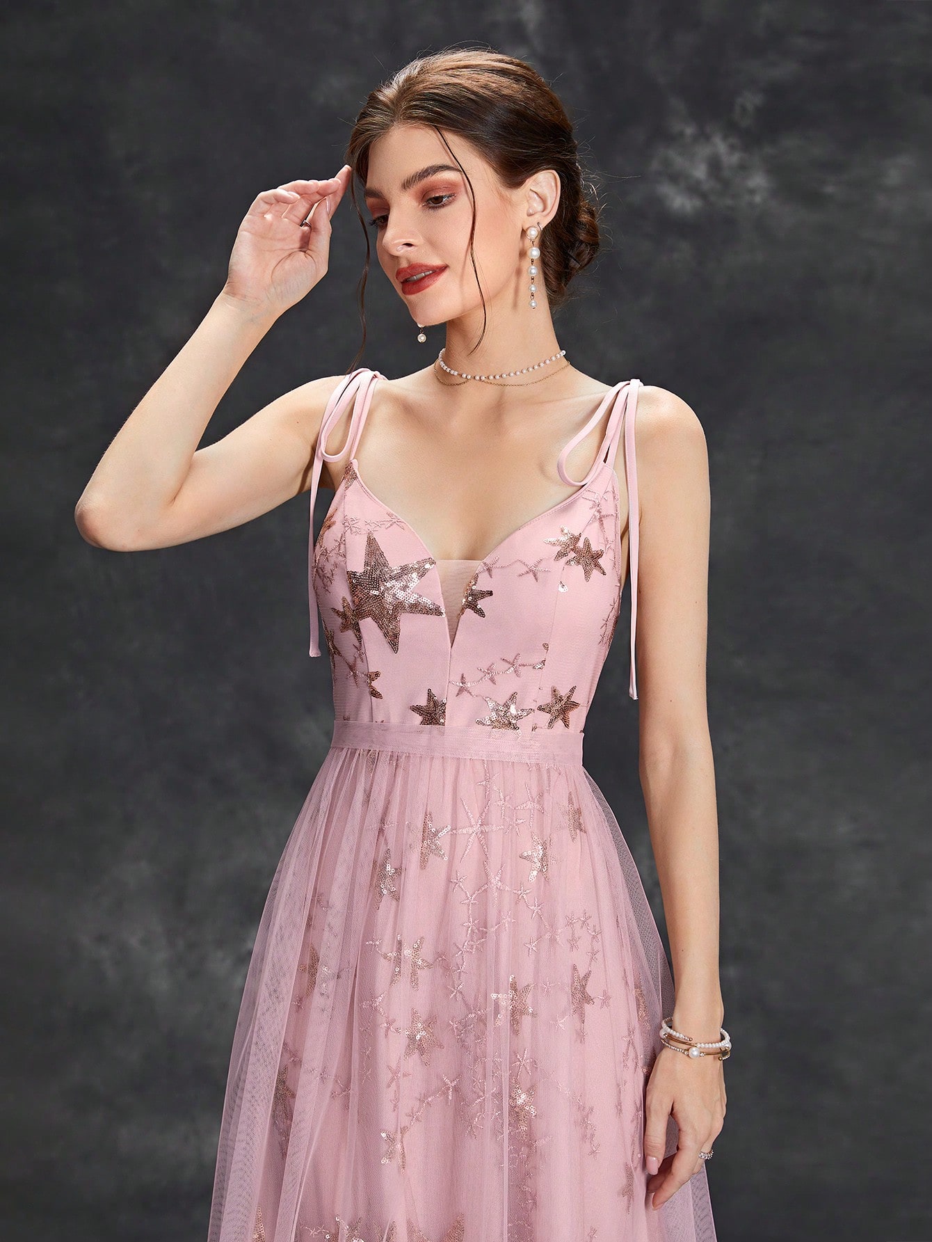 Leely Elegant Spaghetti Straps Sleeveless A-line Party Dress