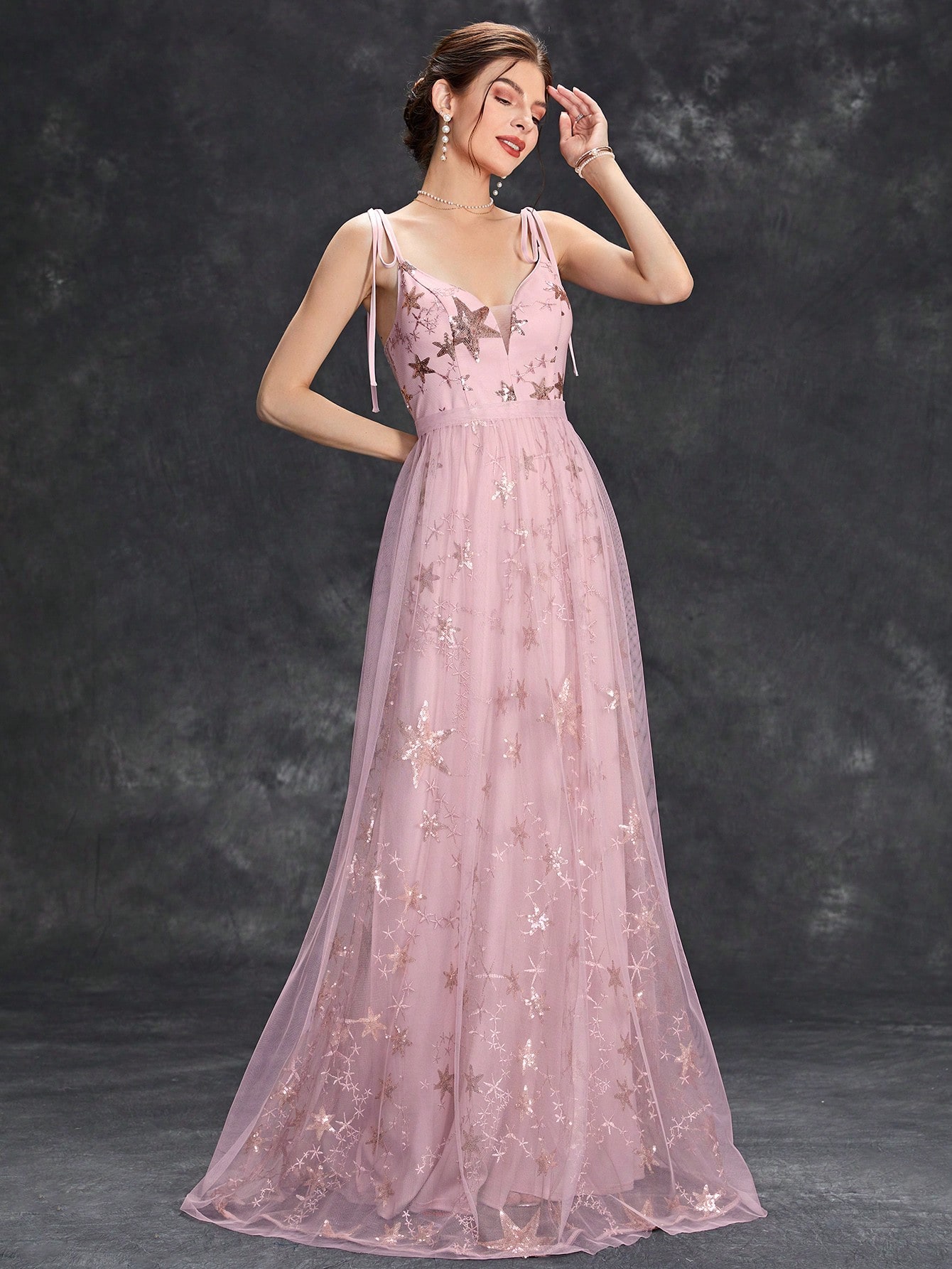 Leely Elegant Spaghetti Straps Sleeveless A-line Party Dress