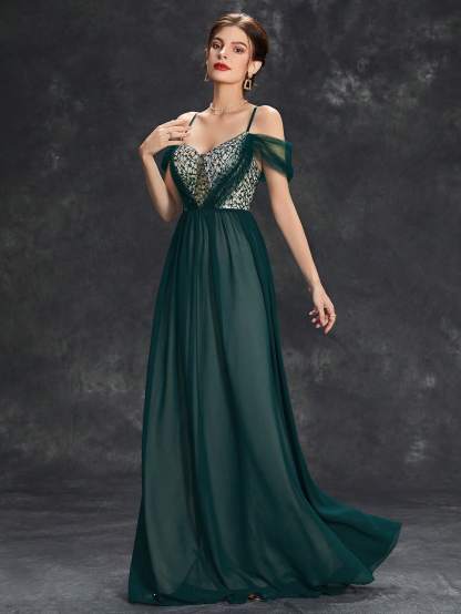 Leely Women's Elegant Sweetheart Cloak Sleeve Lace A-Line Dress