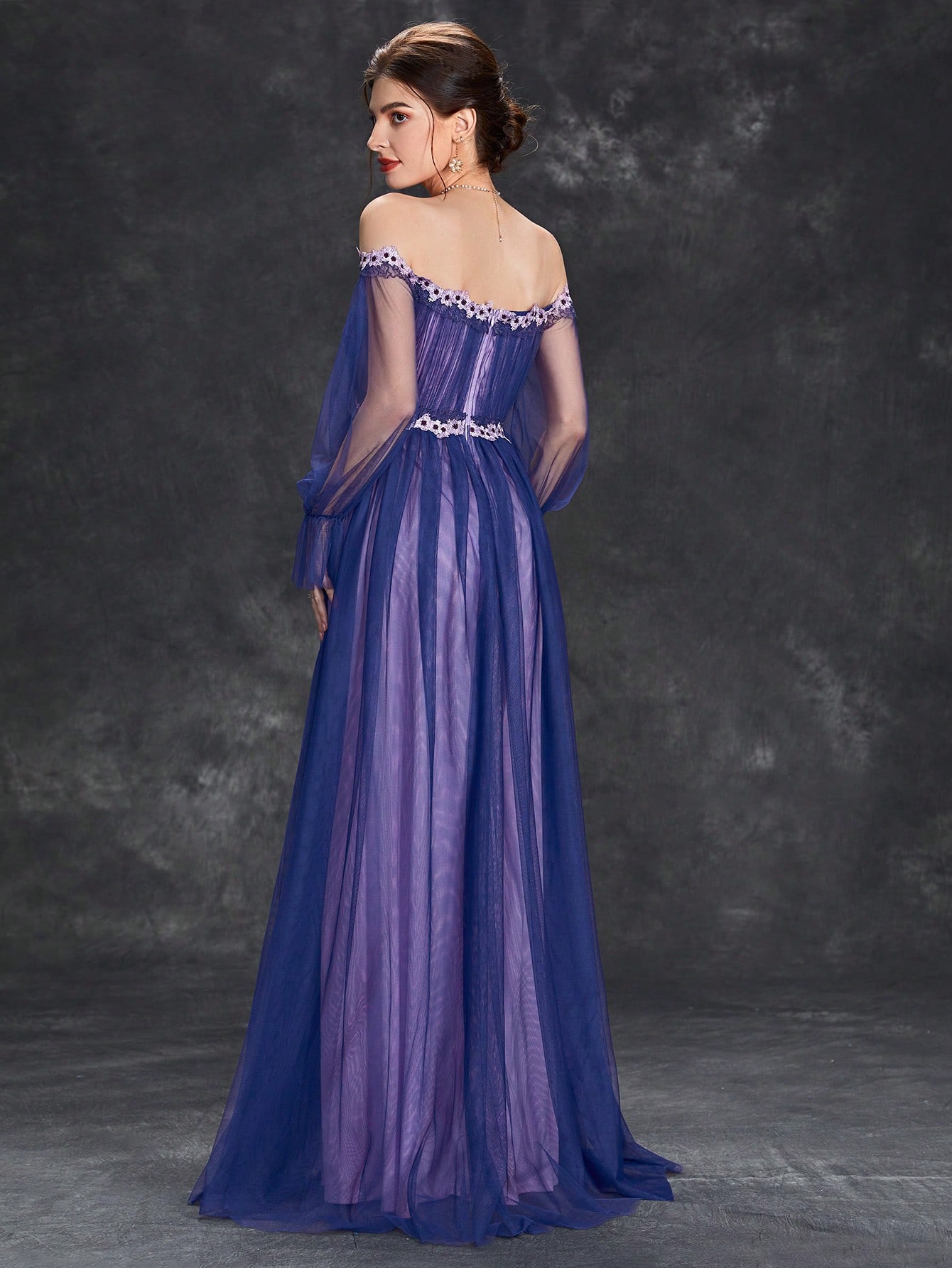 Leely Elegant Off The Shoulder Flare Sleeve A-line Party Dress