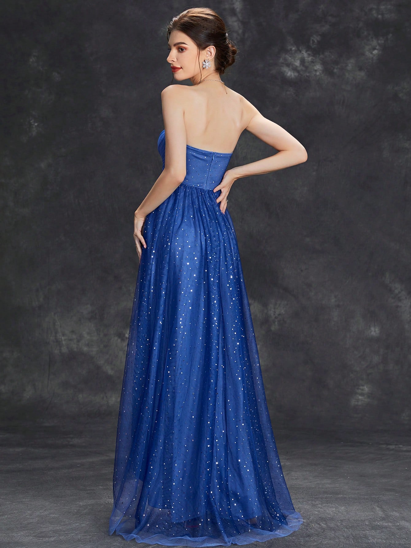 Leely Elegant Strapless Sleeveless A-line Asymmetrical Party Dress