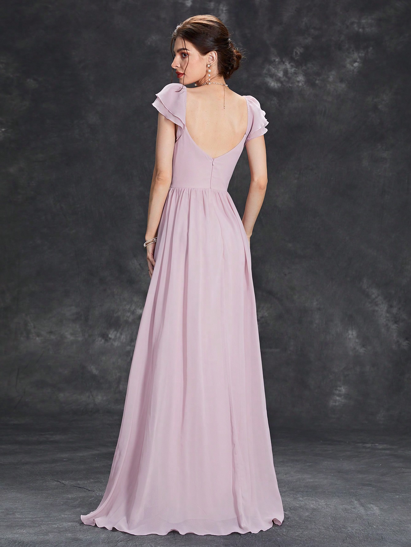 Leely Elegant Sweetheart Flounce Sleeve A-line Party Dress