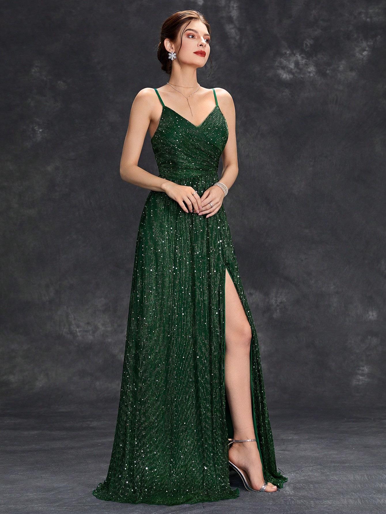 Leely Women's Elegant Spaghetti Straps Sleeveless Party Dress
