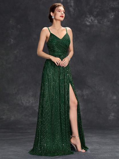 Leely Women's Elegant Spaghetti Straps Sleeveless Party Dress