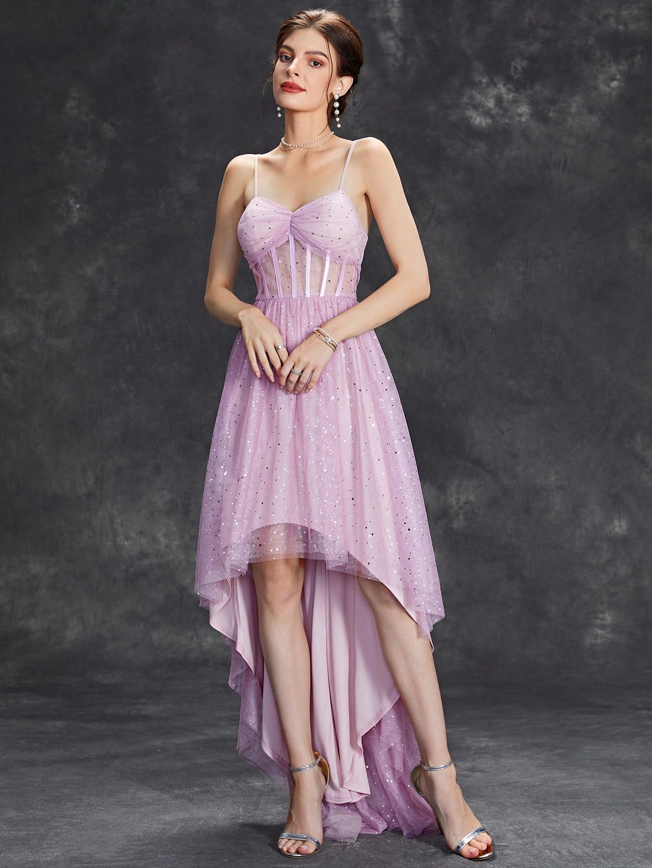 Leely Elegant Spaghetti Straps Sleeveless A-line Party Dress