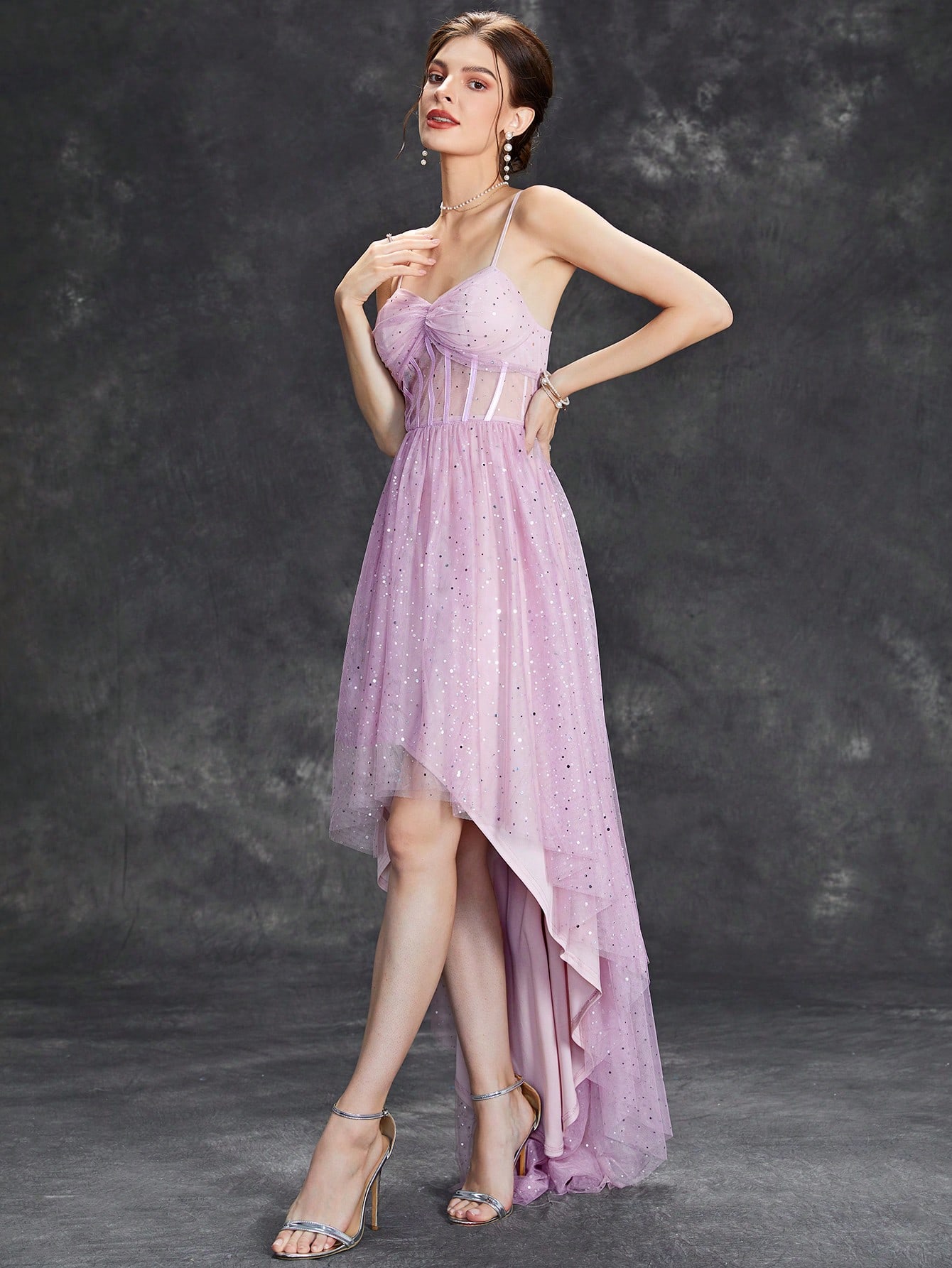 Leely Elegant Spaghetti Straps Sleeveless A-line Party Dress