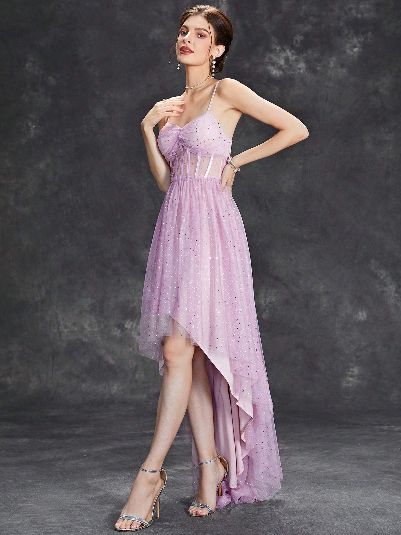 Leely Elegant Spaghetti Straps Sleeveless A-line Party Dress