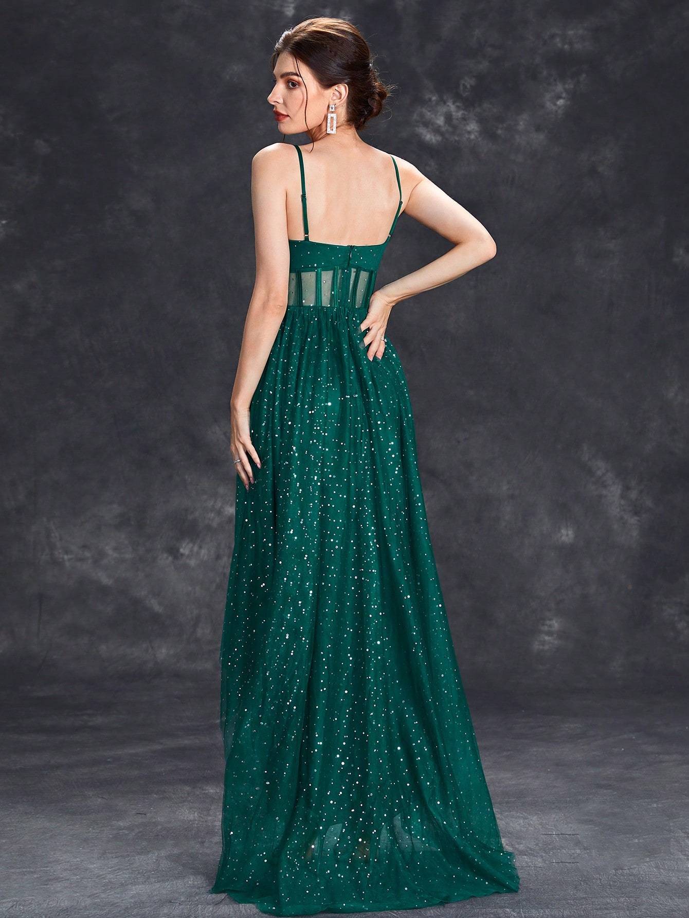 Leely Elegant Spaghetti Straps Sleeveless A-line Party Dress