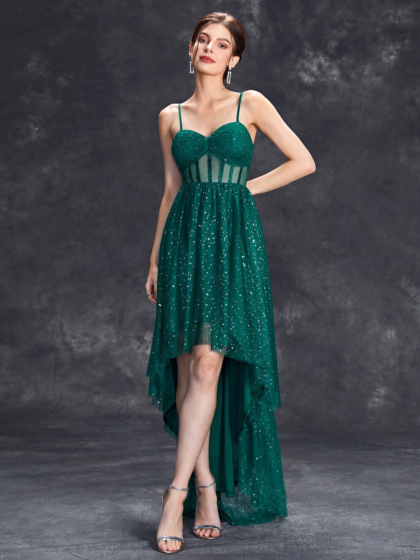 Leely Elegant Spaghetti Straps Sleeveless A-line Party Dress