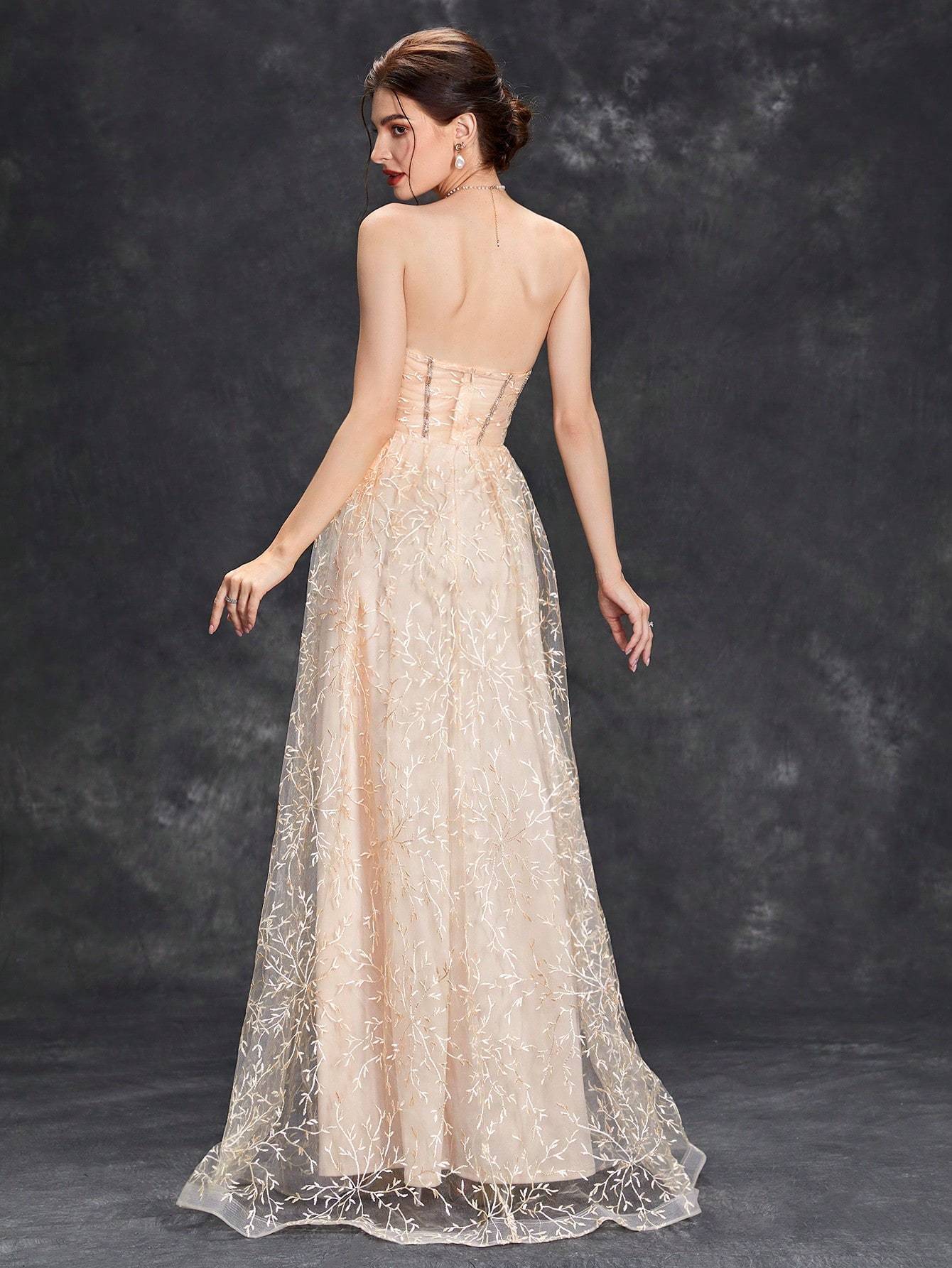 Leely Women's Elegant Strapless Sleeveless Party Dress