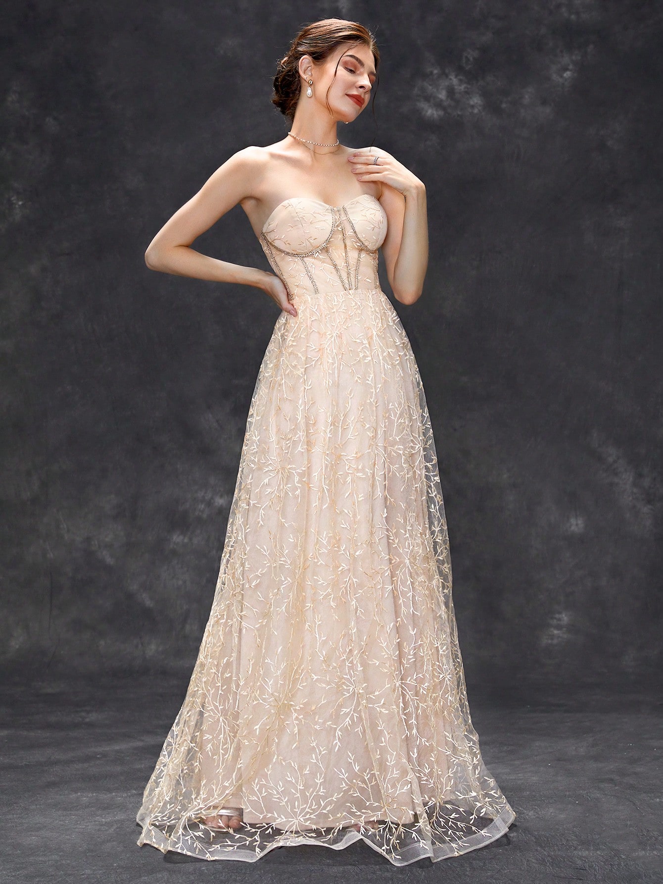 Leely Women's Elegant Strapless Sleeveless Party Dress