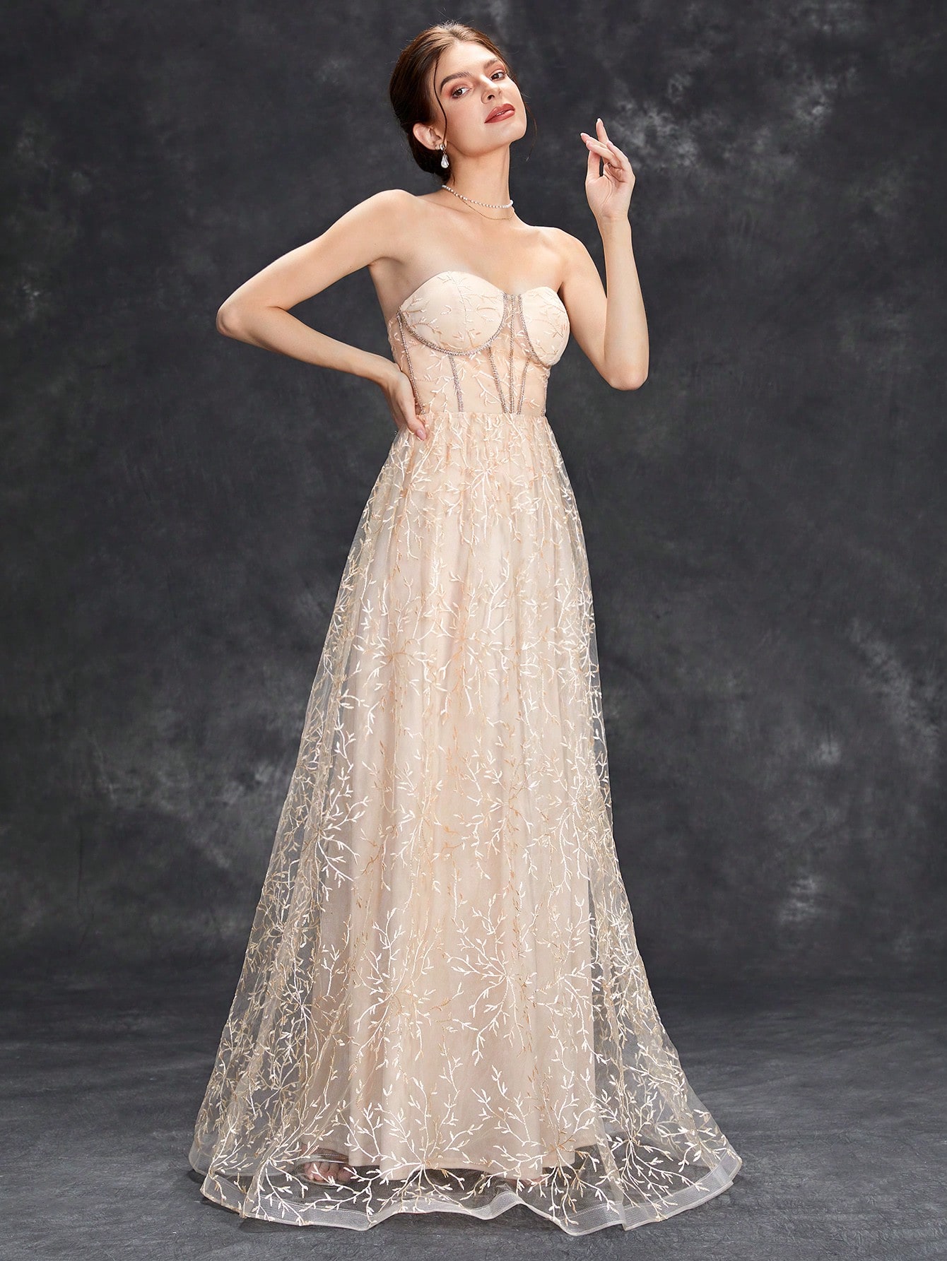 Leely Women's Elegant Strapless Sleeveless Party Dress