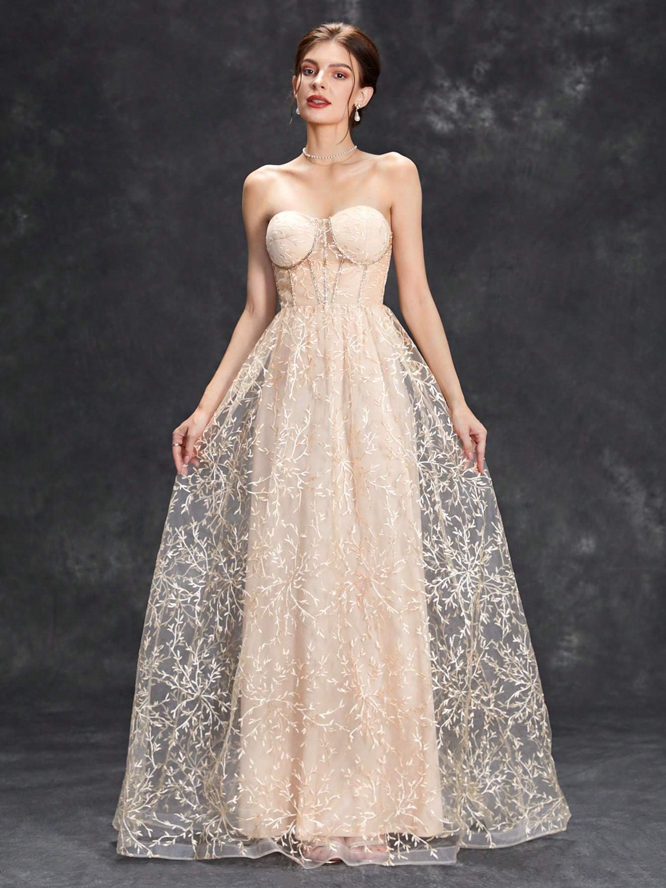 Leely Women's Elegant Strapless Sleeveless Party Dress