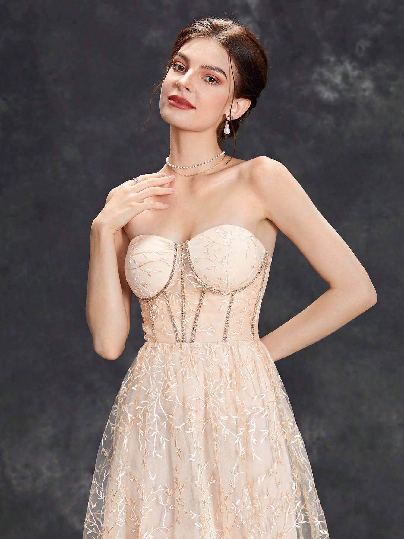 Leely Women's Elegant Strapless Sleeveless Party Dress