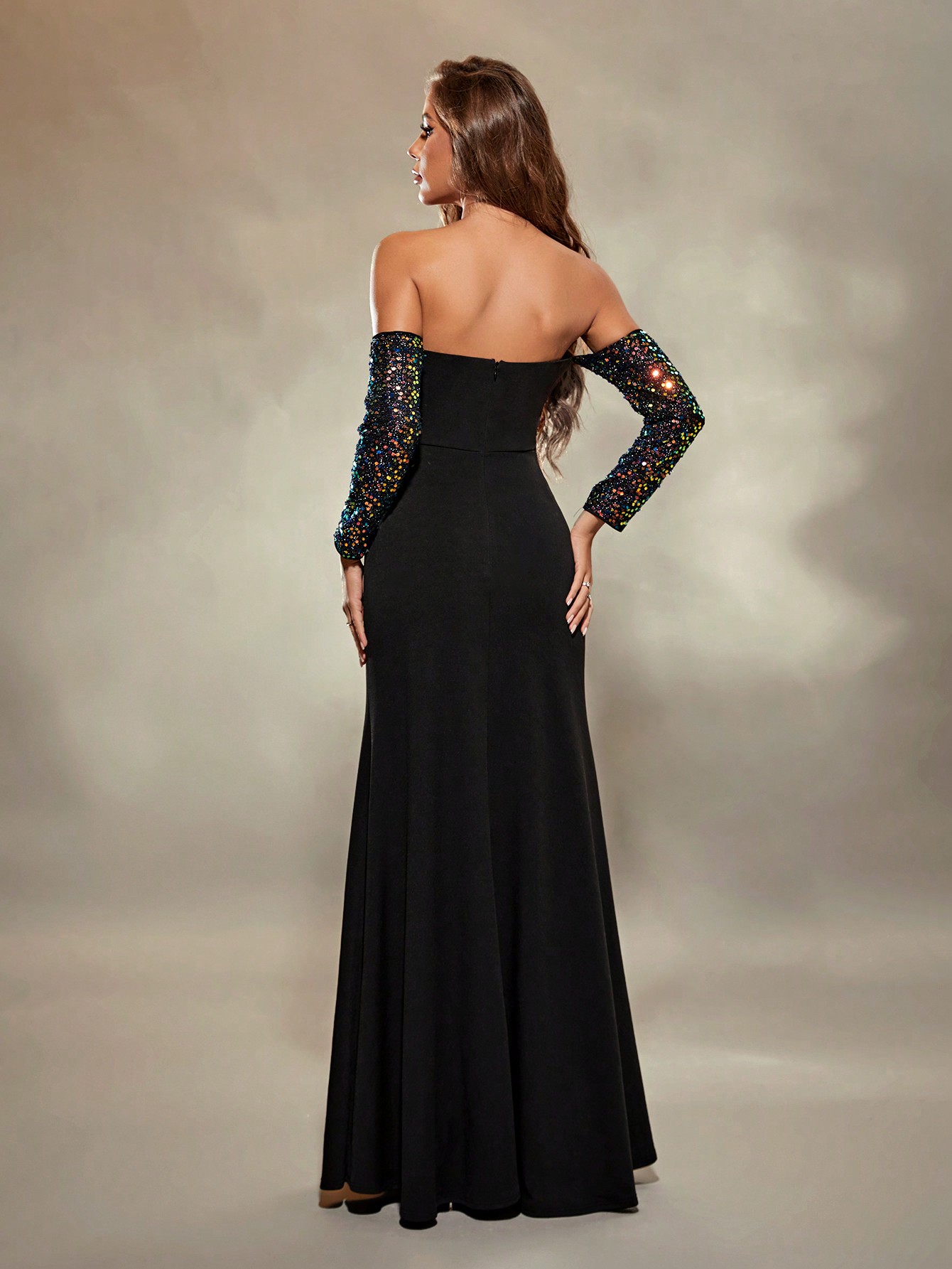 Leely Elegant Strapless Long Sleeve Mermaid Party Dress