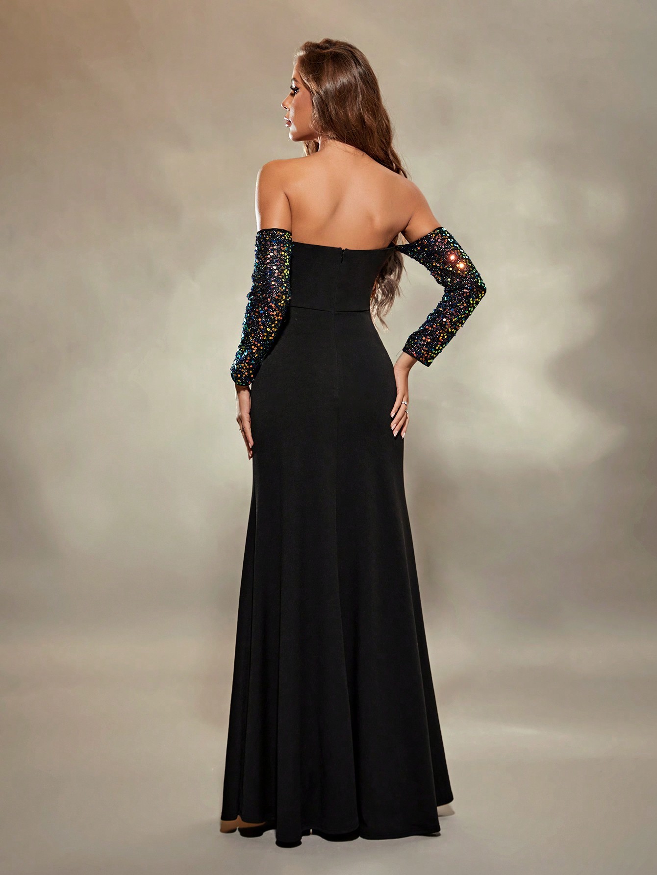 Leely Elegant Strapless Long Sleeve Mermaid Party Dress