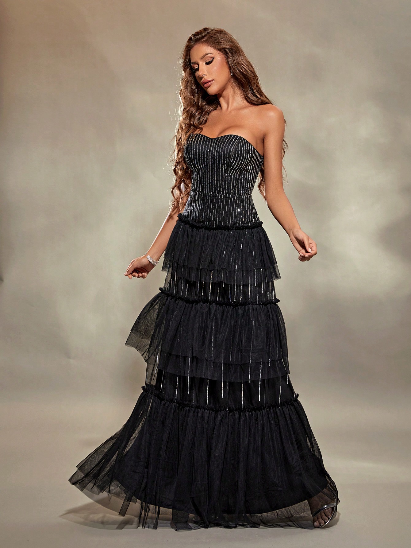 Leely Elegant Strapless Sleeveless A-line Party Dress