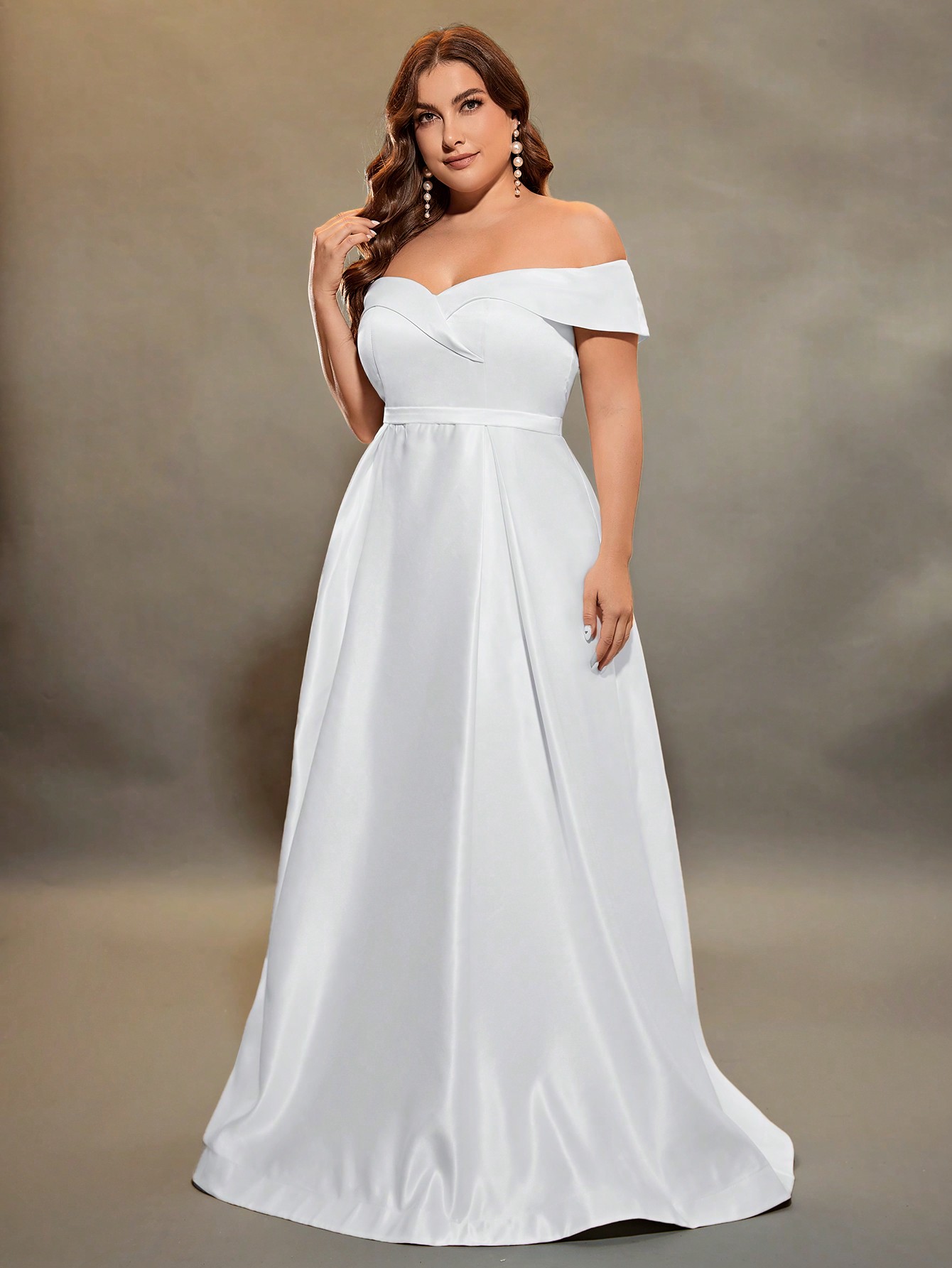 Leely Plus Women's Elegant Off The Shoulder Wedding Dress