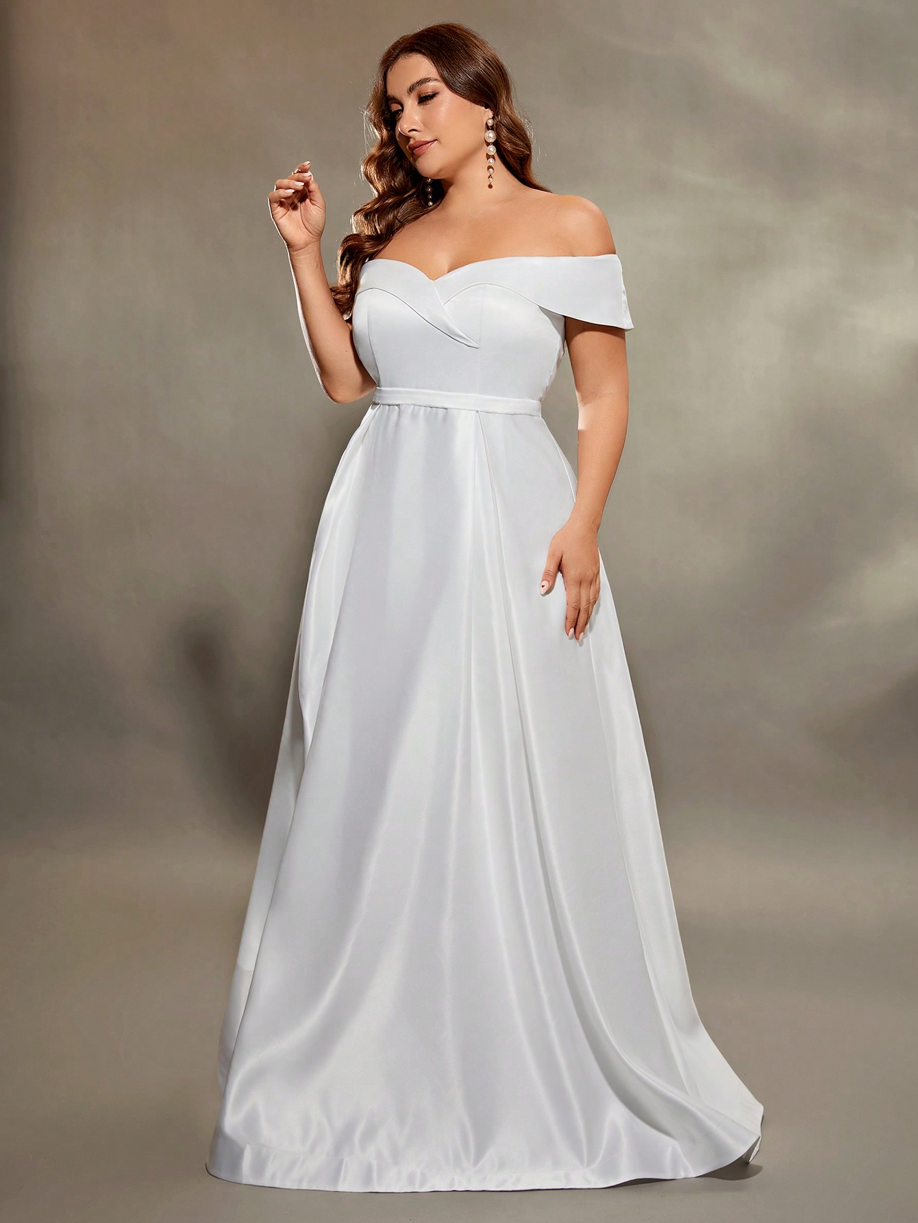Leely Plus Women's Elegant Off The Shoulder Wedding Dress