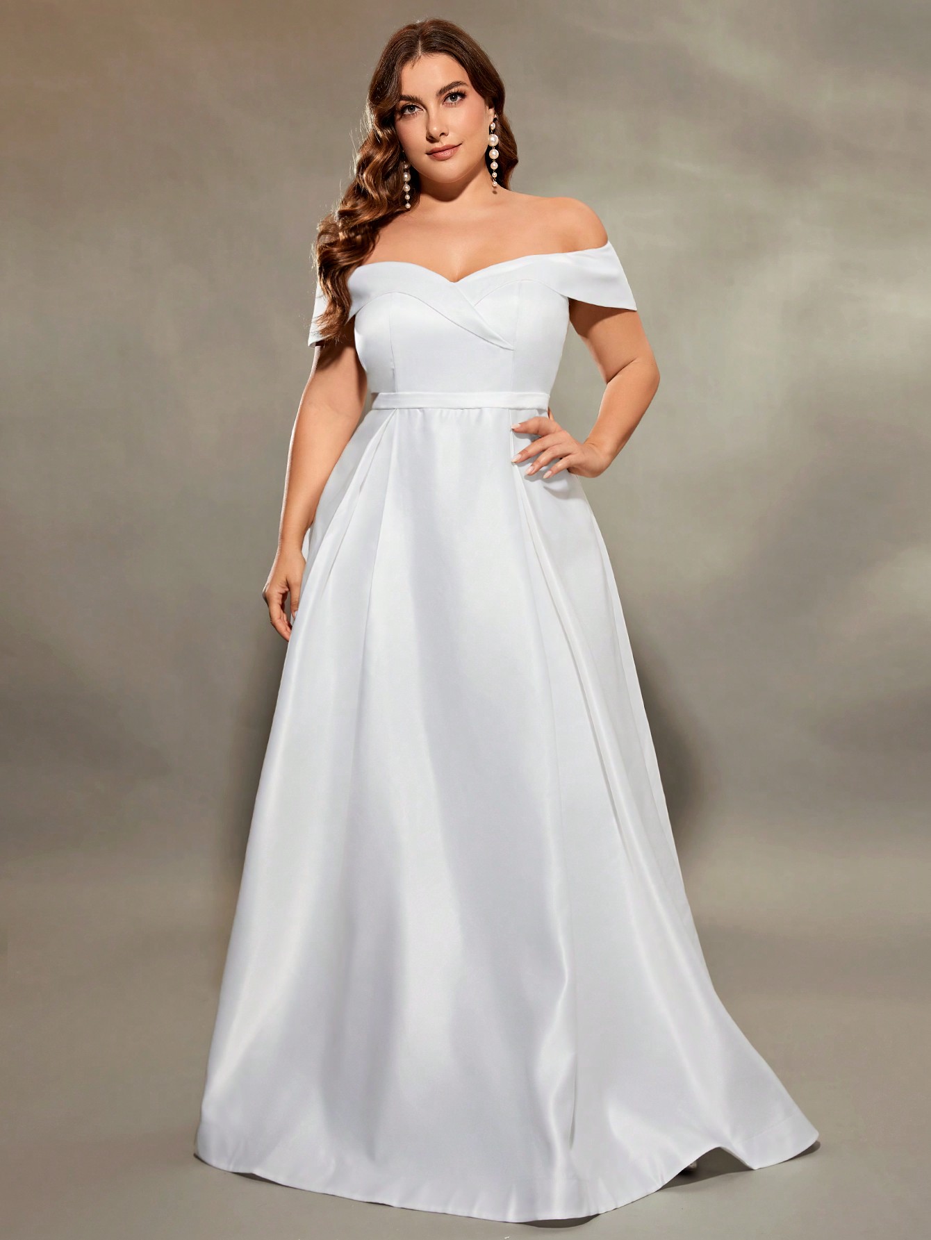 Leely Plus Women's Elegant Off The Shoulder Wedding Dress