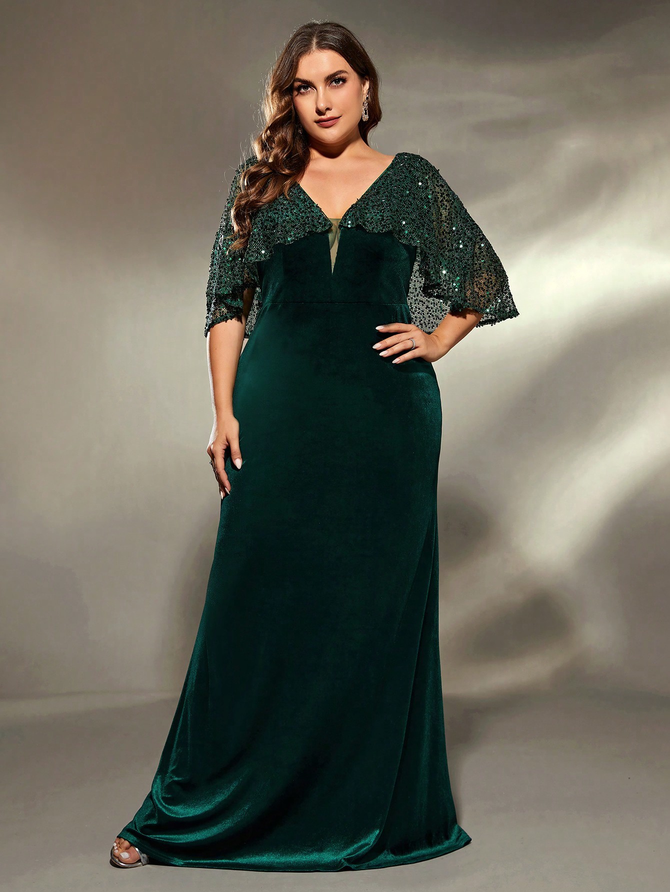 Leely Plus Women's Elegant V Neck Party Dress