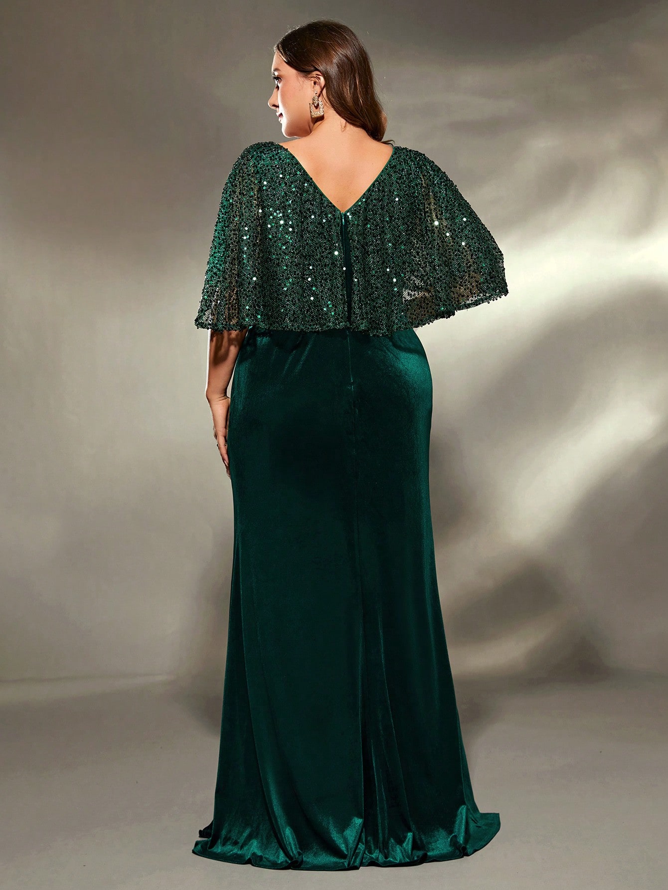 Leely Plus Women's Elegant V Neck Party Dress