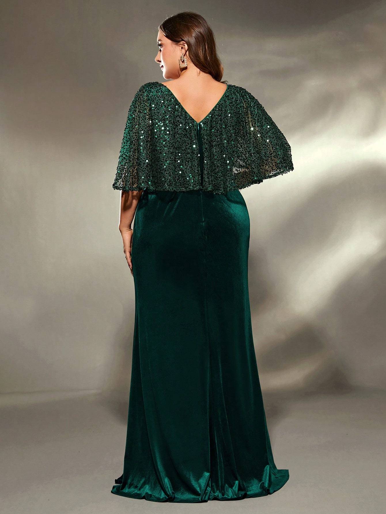 Leely Plus Women's Elegant V Neck Party Dress