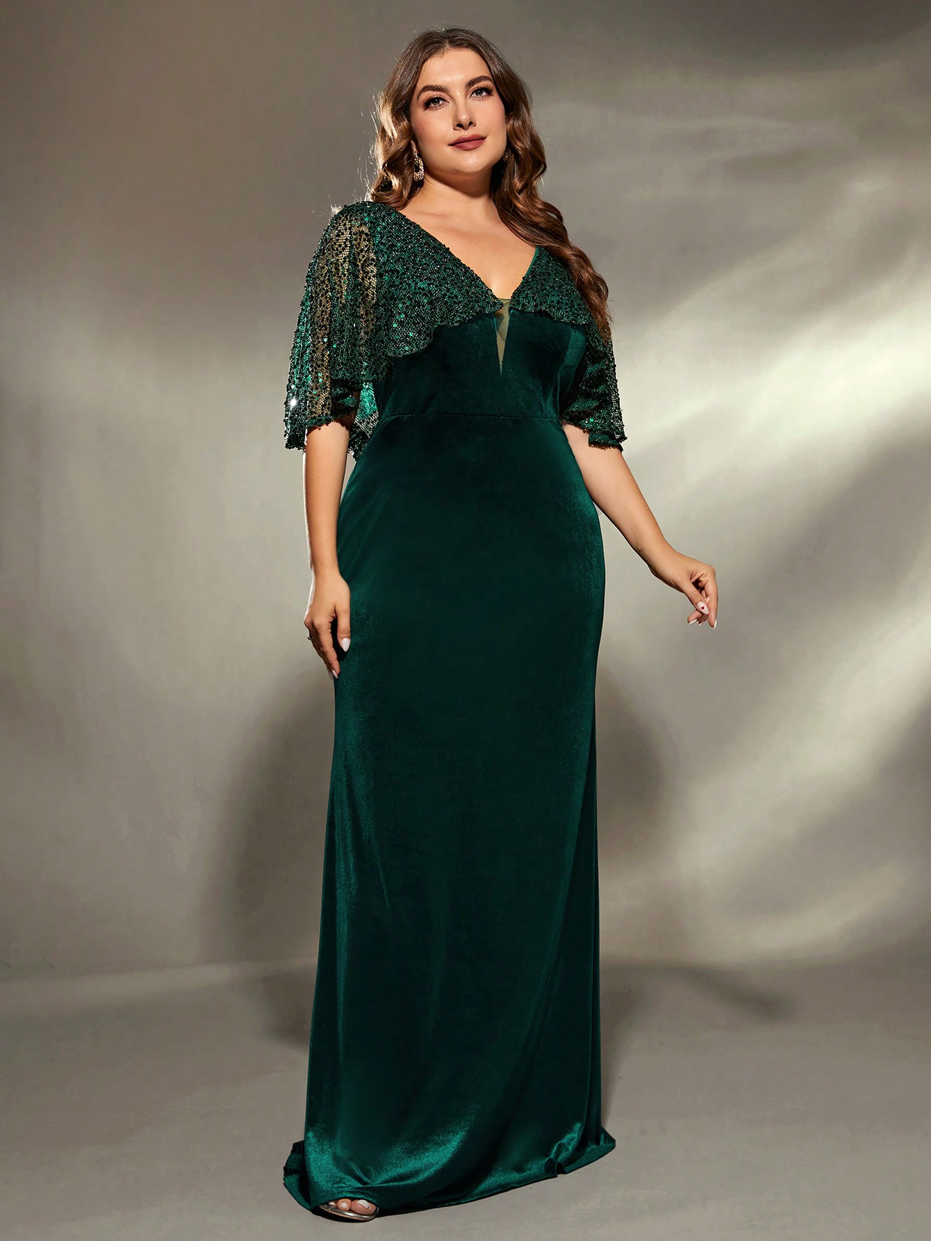 Leely Plus Women's Elegant V Neck Party Dress