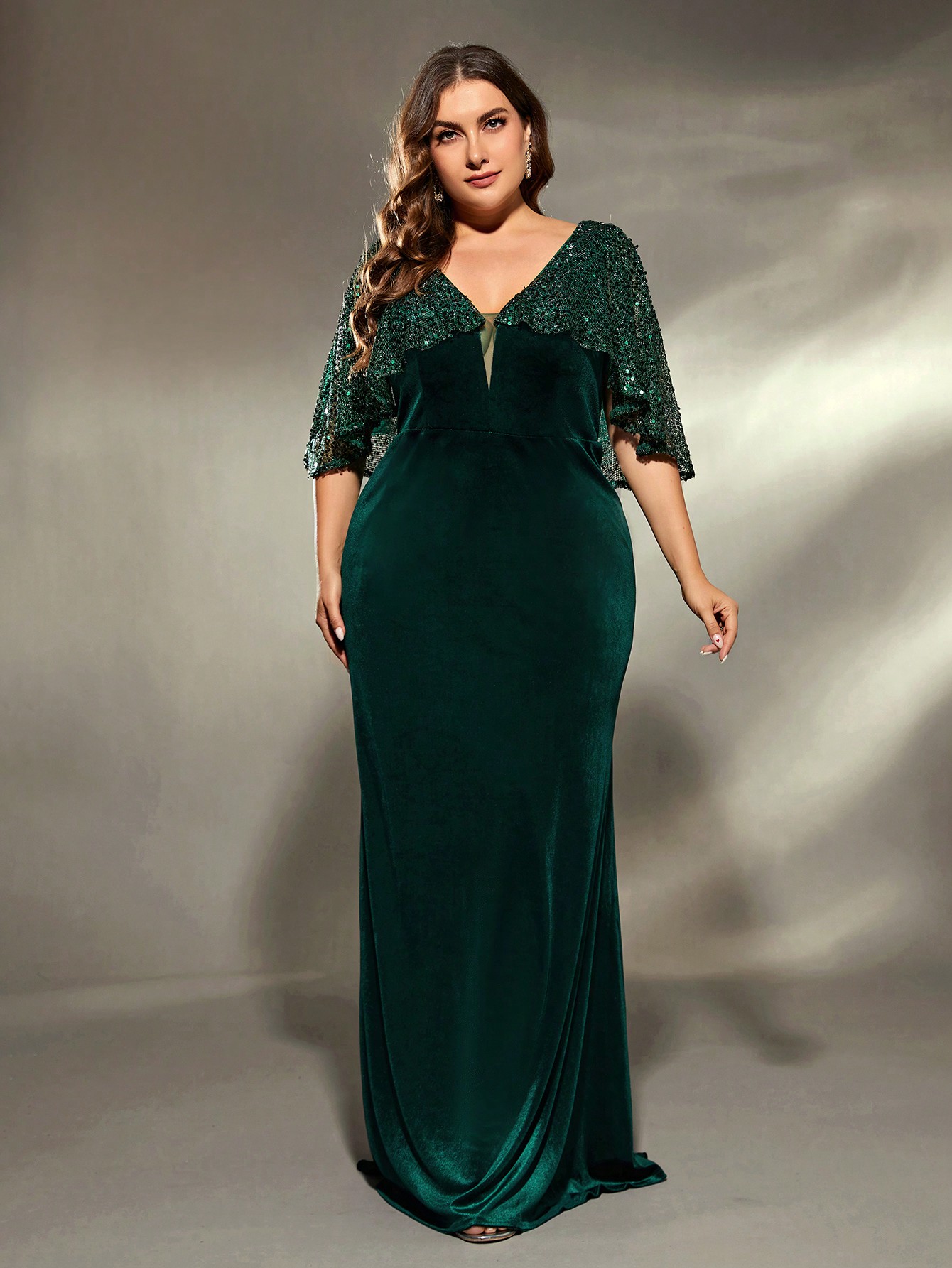 Leely Plus Women's Elegant V Neck Party Dress