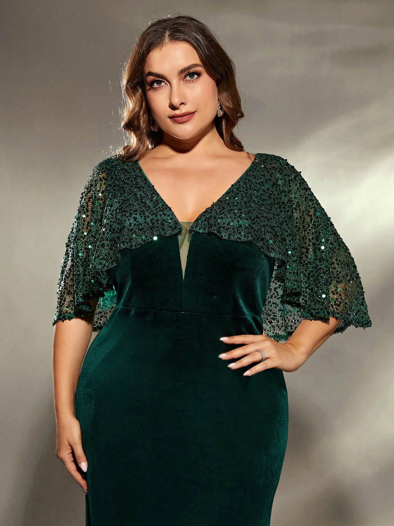 Leely Plus Women's Elegant V Neck Party Dress