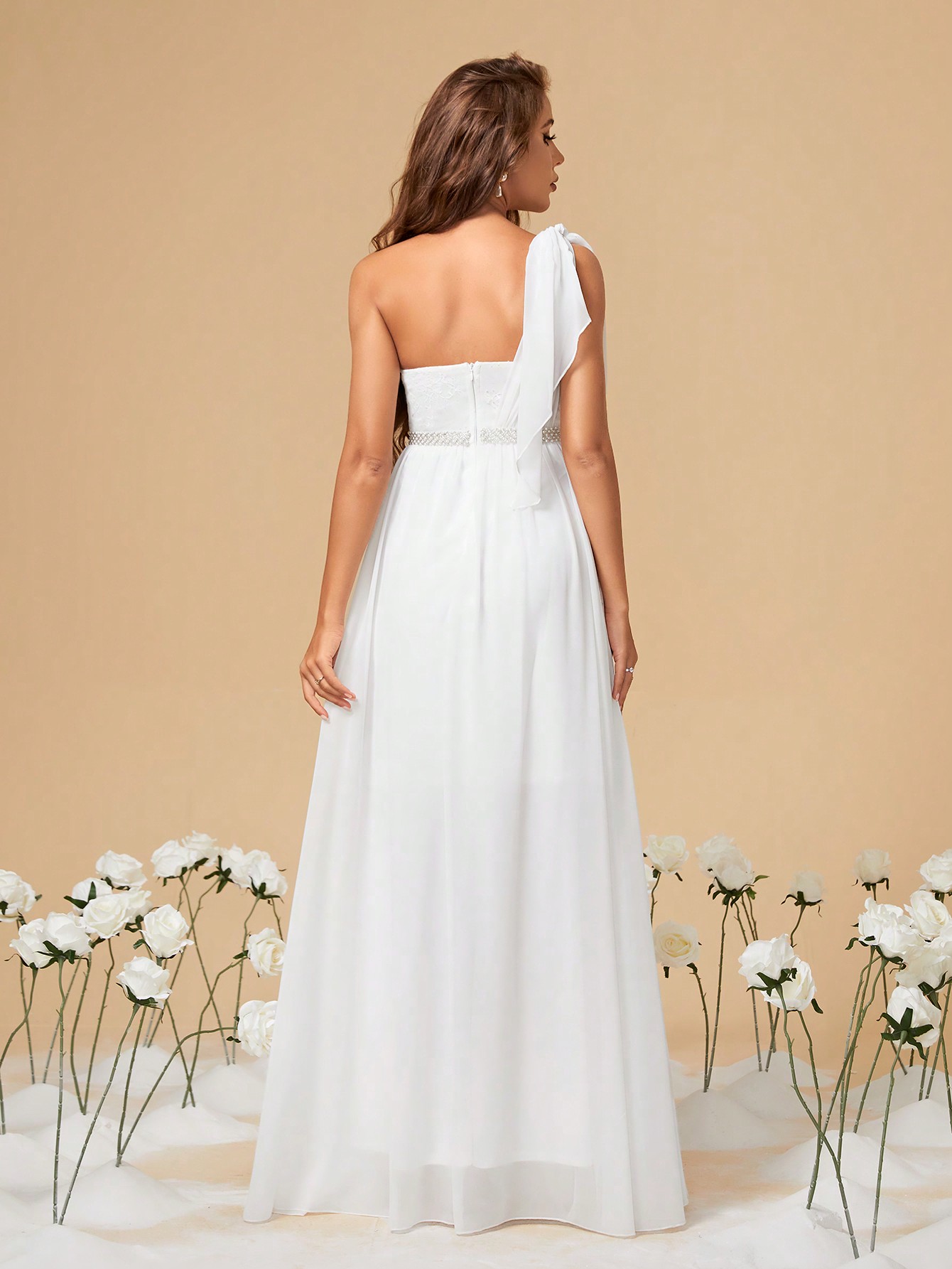 Leely Elegant One Shoulder Sleeveless A-line Wedding Dress