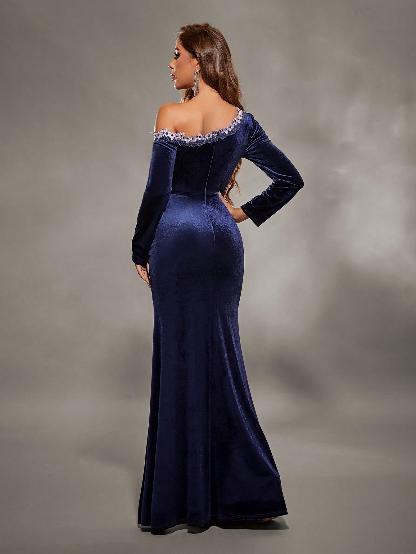 Leely Women's Elegant One Shoulder Long Sleeve Party Dress