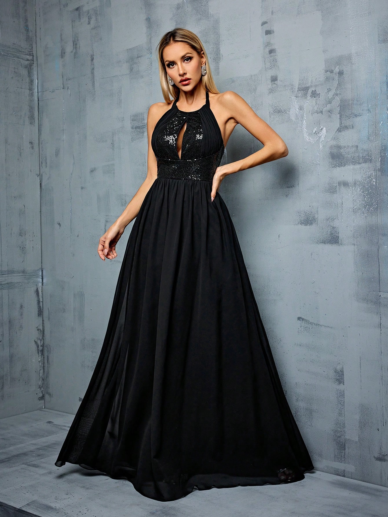 Leely Elegant Halter Sleeveless A-line Party Dress