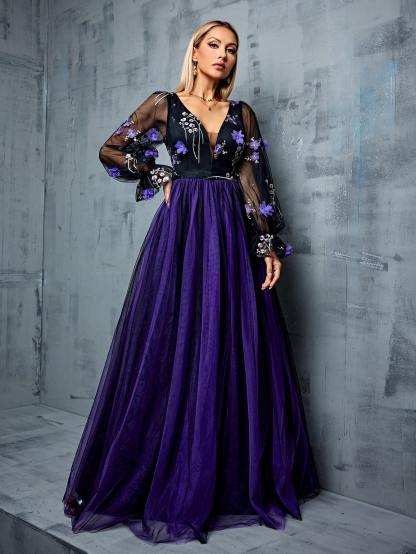 Leely Women's Elegant Sweetheart Cloak Sleeve Lace A-Line Dress