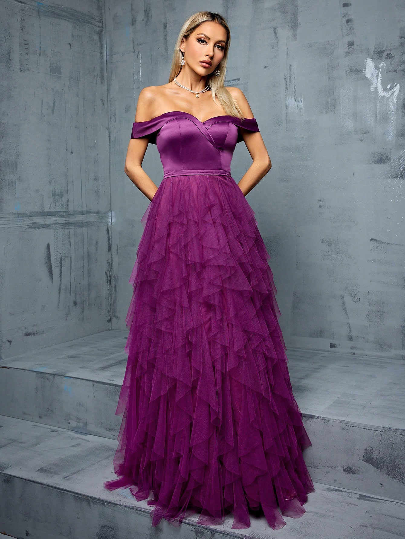 Leely Women's Elegant Off The Shoulder Sleeveless Party Dress