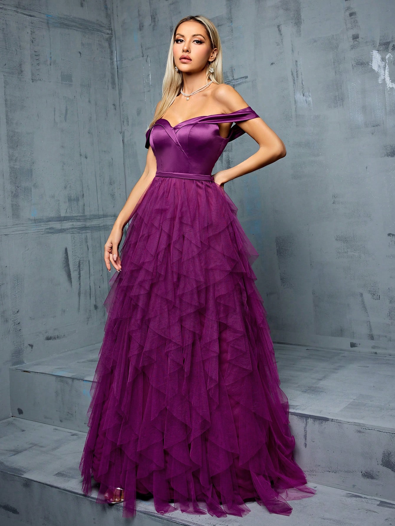 Leely Women's Elegant Off The Shoulder Sleeveless Party Dress