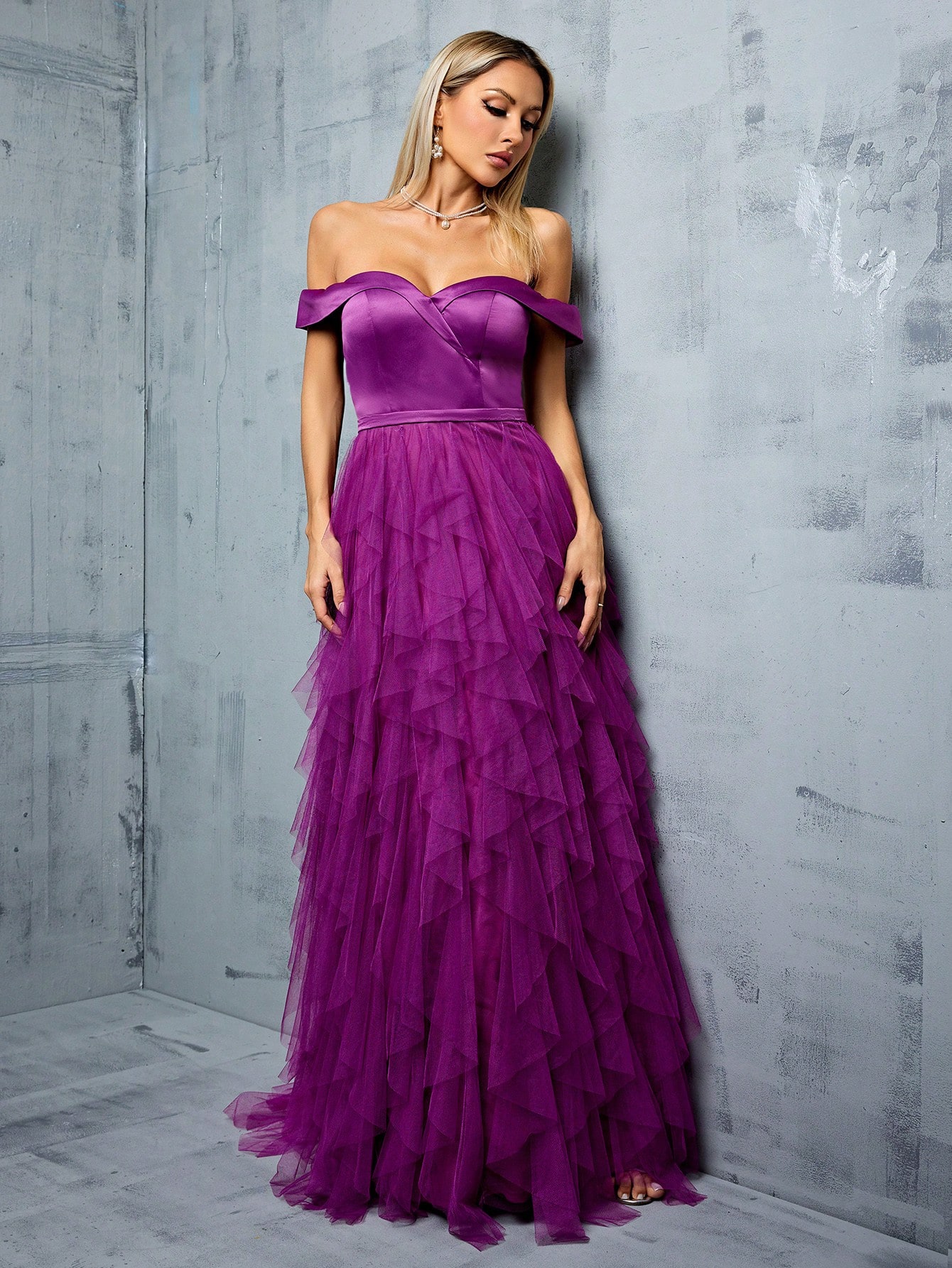 Leely Women's Elegant Off The Shoulder Sleeveless Party Dress